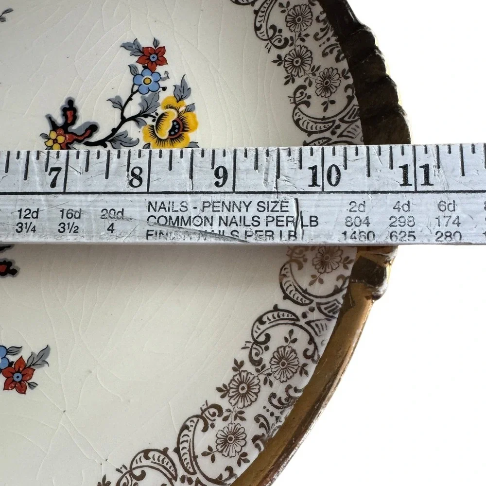 Royal China Warranted 22KT Gold Floral Plate Sebring Pottery‎ USA Vintage 10in
